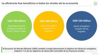 © OECD/IEA 2018
La eficiencia trae beneficios a todos los niveles de la economía
El Escenario de Mundo Eficiente (EWS) tam...
