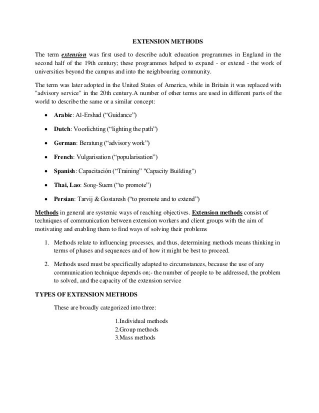 EXTENSION METHODS