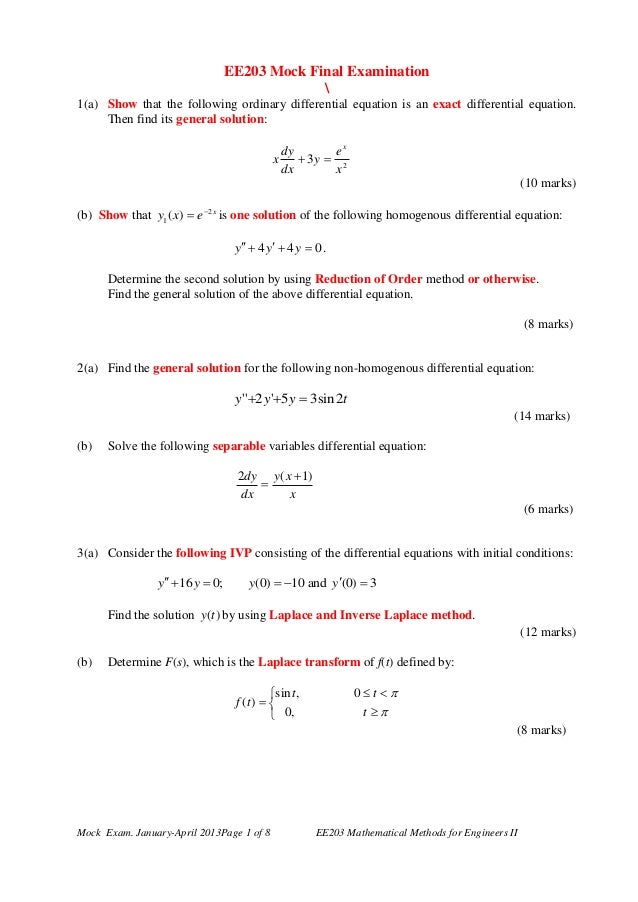 Engineering Mathematics 2 questions & answers