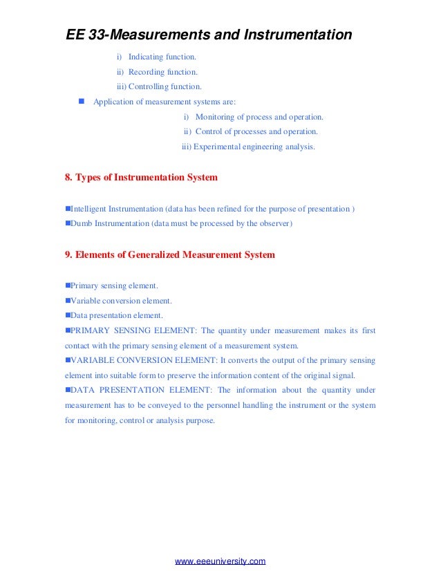 Ee2201 Measurement And Instrumentation Lecture Notes - 
