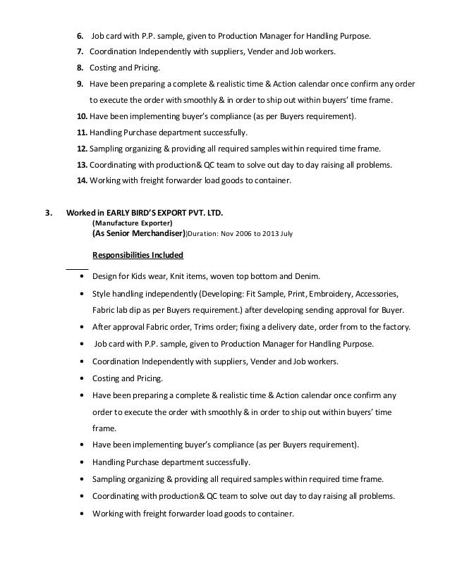 Accessories buyer resume