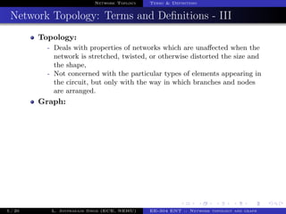 Network Toplogy Terms & Definitions
Network Topology: Terms and Deﬁnitions - III
Topology:
- Deals with properties of netw...