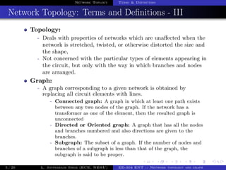 Network Toplogy Terms & Definitions
Network Topology: Terms and Deﬁnitions - III
Topology:
- Deals with properties of netw...