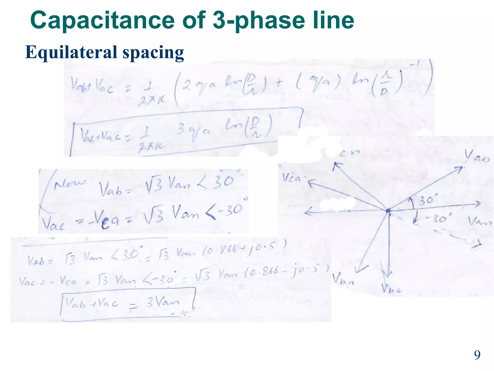 Capacitance of 3-phase line
Equilateral spacing
9
 