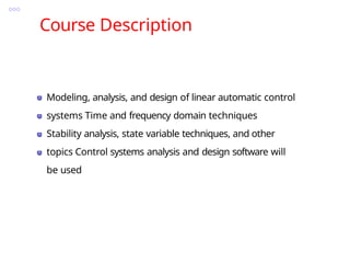Comprehensive Introduction to Control Systems: Modeling, Analysis, and ...