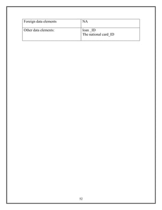 52
Foreign data elements NA
Other data elements: loan _ID
The national card_ID
 