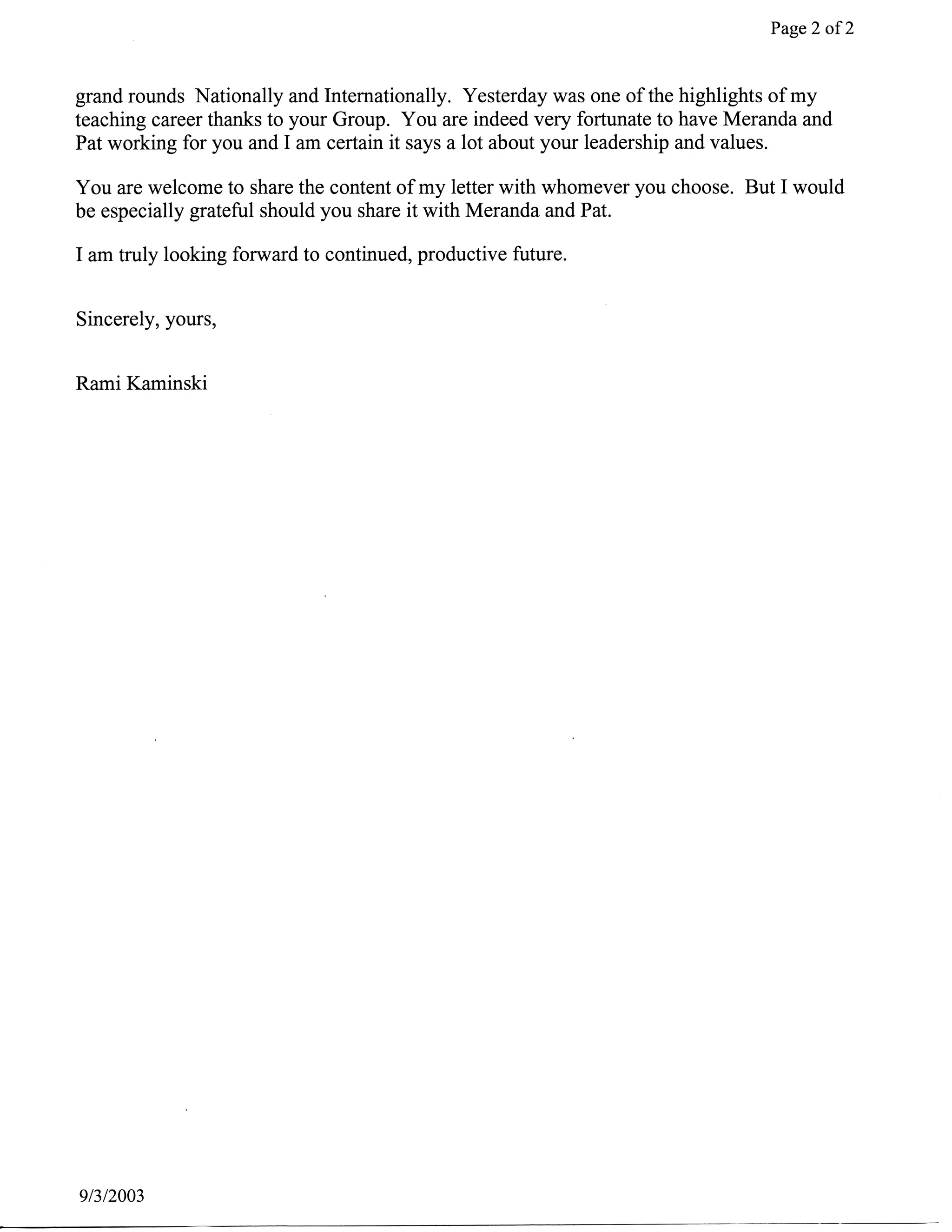 Commendation Email from Dr. R. Kaminski | PDF