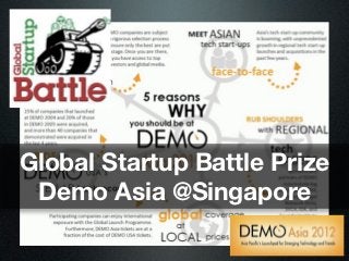 Global Startup Battle Prize
 Demo Asia @Singapore
 