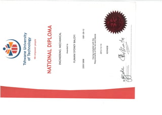 National Diploma Mechanical Certificate