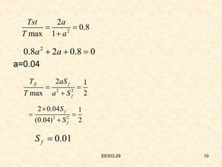 EE503.29 10
a=0.04
2
2
0.8
max 1
Tst a
T a
 

2
0.8 2 0.8 0
a a
  
2 2
2 1
max 2
fl f
f
T aS
T a S
 

2 2
2 0.04 1
(0.04) 2
f
f
S
S

 

0.01
f
S 
 