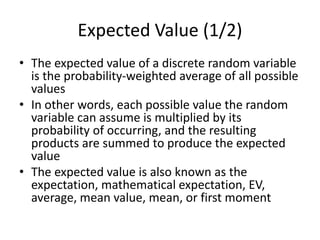 Comprehensive Lecture on Expected Value, Variance, and Standard ...
