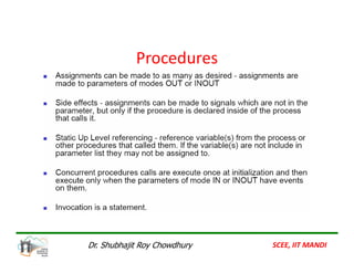Procedures
SCEE, IIT MANDI
Dr. Shubhajit Roy Chowdhury
 