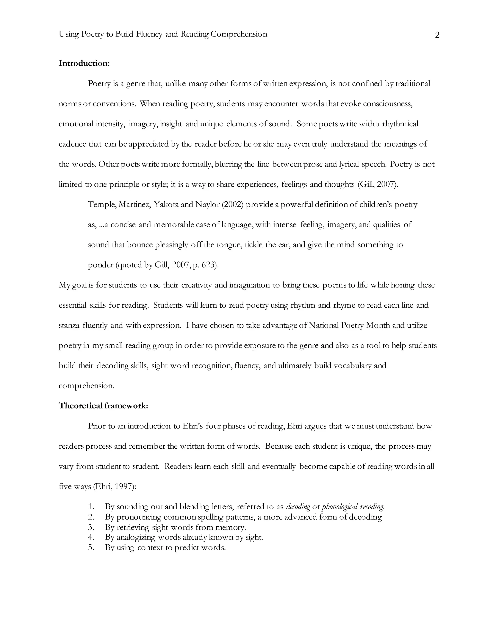 Using Poetry to Build Fluency and Reading Comprehension | DOCX
