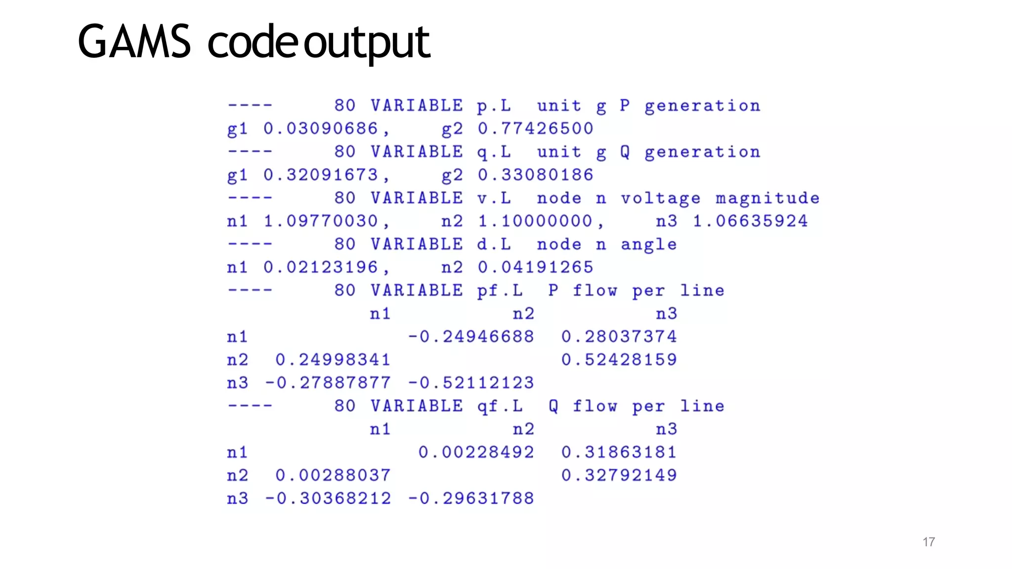 GAMS codeoutput
17
 