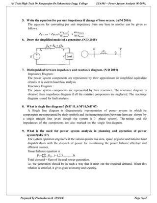 EE6501 - Power System Analysis | PDF