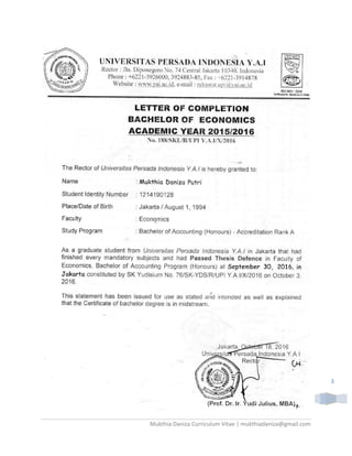 Mukthia Daniza Curriculum Vitae | mukthiadaniza@gmail.com
3
 