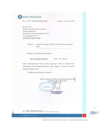 Mukthia Daniza Curriculum Vitae | mukthiadaniza@gmail.com
6
 