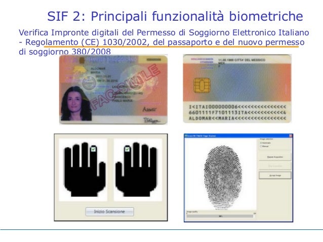 Biometria nei documenti di identità e di viaggio aprile 2015 Control permesso di soggiorno