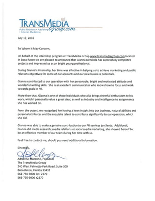 Letter of Rec. Transmedia Group