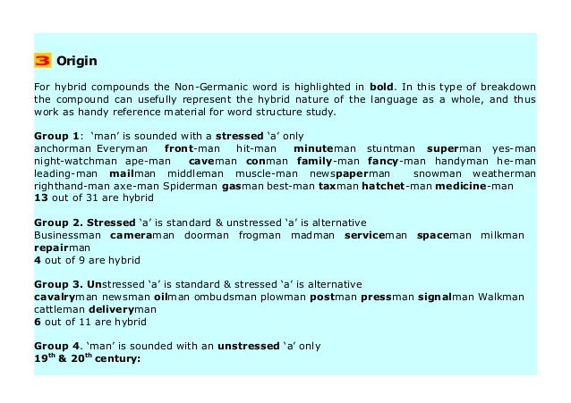 COMPOUND WORDS ENDING IN MAN