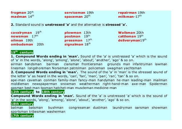 COMPOUND WORDS ENDING IN MAN