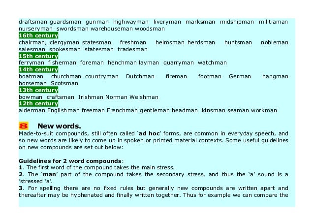 COMPOUND WORDS ENDING IN MAN