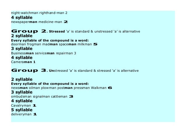 COMPOUND WORDS ENDING IN MAN