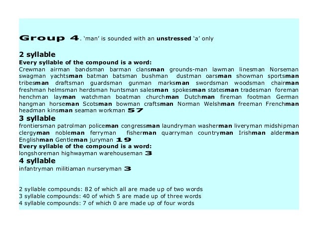 COMPOUND WORDS ENDING IN MAN