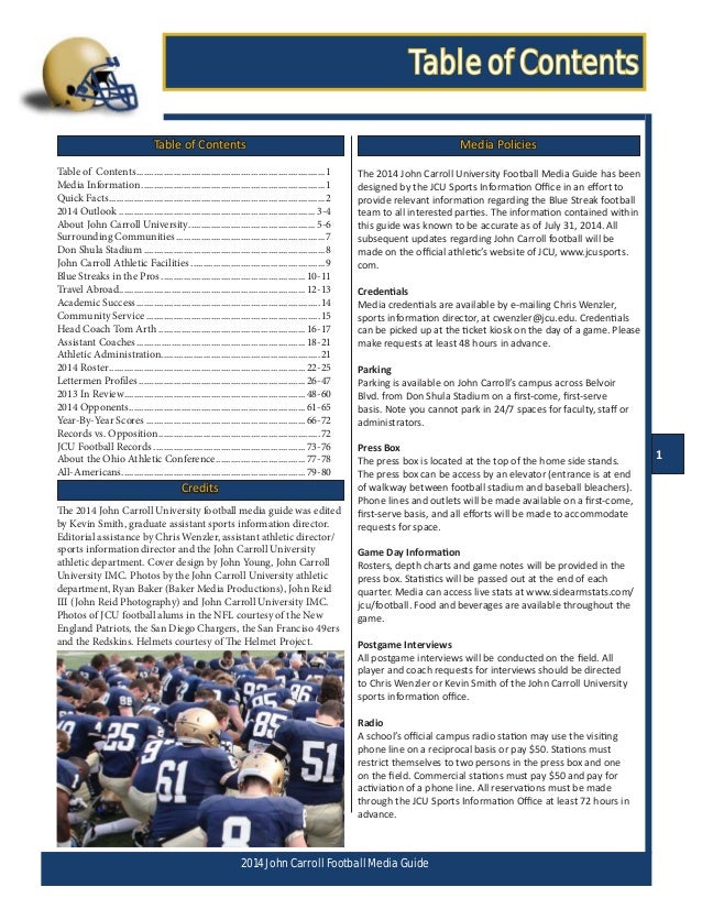 Media Guide Sample Football