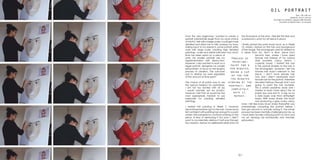 3736
oil portrait
Size: 100 x 80 cm
Medium: oil on canvas
Duration of creation: approx 490 minutes
Duration of destruction: 12 minutes
From the very beginning I wanted to create a
portrait substantially larger than my usual choice
of A4/A3. I felt with a larger scale I could get more
detailed and allow me to fully analyse my face.
Linking back to my research, some portrait artists
work with large scale, creating high detailed
paintings –scale and detail indicates how much
time has been spent on a piece of
work. My smaller portraits are my
experimentation with destruction.
However, I also wanted to work on a
larger portrait, alongside my smaller
self-portraits, to focus on the lengthy
process of creation. The outcome
was to destroy my work regardless
of the amount of time spent.
The choice of oil paints was to use
the typical medium for portraiture.
I am not too familiar with oil (as
I would normally opt for acrylic),
however I felt that oil would be the
most appropriate medium to use
especially for creating detailed
paintings.
I started this painting in Week 7, however
discontinued before I got to the hair. I have never
felt confident with painting hair and got to a point
where I felt paralysed to continue working on the
piece, in fear of destroying it too soon. I didn’t
want to accidentally destroy it half way through
the creation, before my deliberate destruction of
the final piece at the end. I feel like this fear and
avoidance is what my art piece is about.
I finally picked the paint brush back up in Week
10, where I started on the hair and background
of the image. The photograph used for reference
is taken from my ‘She’s a Nine’ piece from
Second Year, where I have dyed
blonde hair instead of my natural
dark brunette colour (which I
currently have). I started the hair
in the portrait similarly to the hair in
the photograph, however I felt the
blonde hair wasn’t relevant to the
piece. I don’t have blonde hair
now and I didn’t necessarily want
blonde hair for the portrait, therefore
decided halfway through that I was
going to paint the hair brunette.
This is where problems arose and I
started to learn more about the oil
paints dos and don’ts. A big no-no
is dark layers over thick white/light
layers. With every stroke, the brush
was producing a grey murky colour
tone. I felt like every brush stroke thereafter was
painstakingly corrupting the portrait before I
had got around to actually ruining it. The whole
process has been mentally challenging for me, as
I have been brutally critiquing both my face and
my art –leaving me emotionally and mentally
exhausted.
Process of
painting:
paint for a
few minutes,
drink a cup
of tea for
ten minutes
staring at the
portrait, and
completely
hate it,
repeat.
 