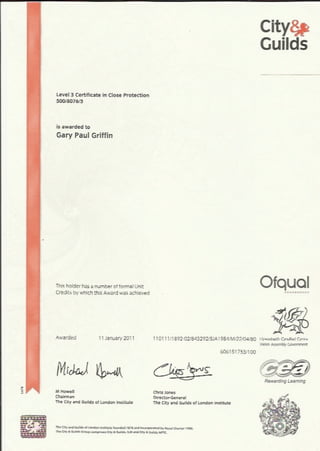 City & Guilds CP level 3 Certificate