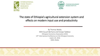 The state of Ethiopia’s agricultural extension system and effects on ...