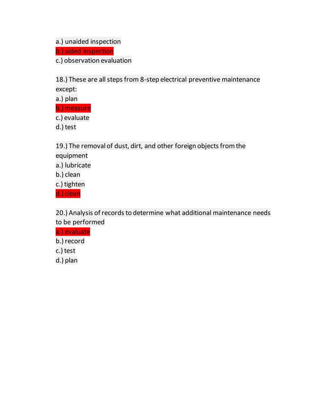 Electrical maintenance Question and answer