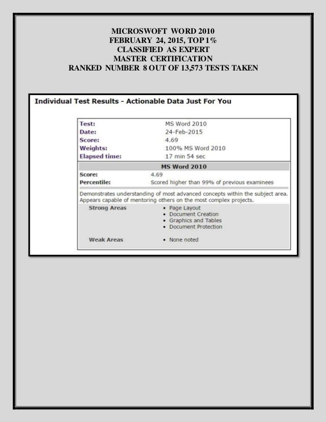 Brainbench Certs 2015