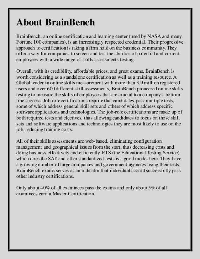 Brainbench Certs 2015