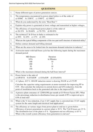 Electrical Engineering 2019-2020/ Ravi Kumar Soni
90
Electrical Energy Conversion & Auditing
 