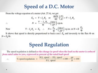 Speed of a D.C. Motor
Speed Regulation
 