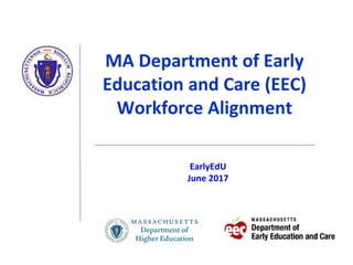 MA Department of Early
Education and Care (EEC)
Workforce Alignment
EarlyEdU
June 2017
 