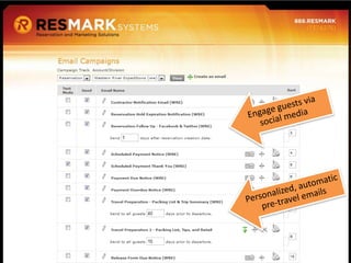 Engage guests via social mediaPersonalized, automatic pre-travel emails