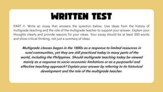 Comprehensive Overview of Multigrade Teaching: History, Roles, and ...