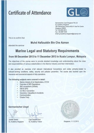 Marine Legal and Statutory