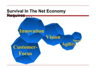 Survival In The Net Economy Requires . . . Vision Agility Speed Innovation Customer-Focus 