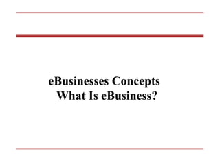 eBusinesses Concepts What Is eBusiness? 