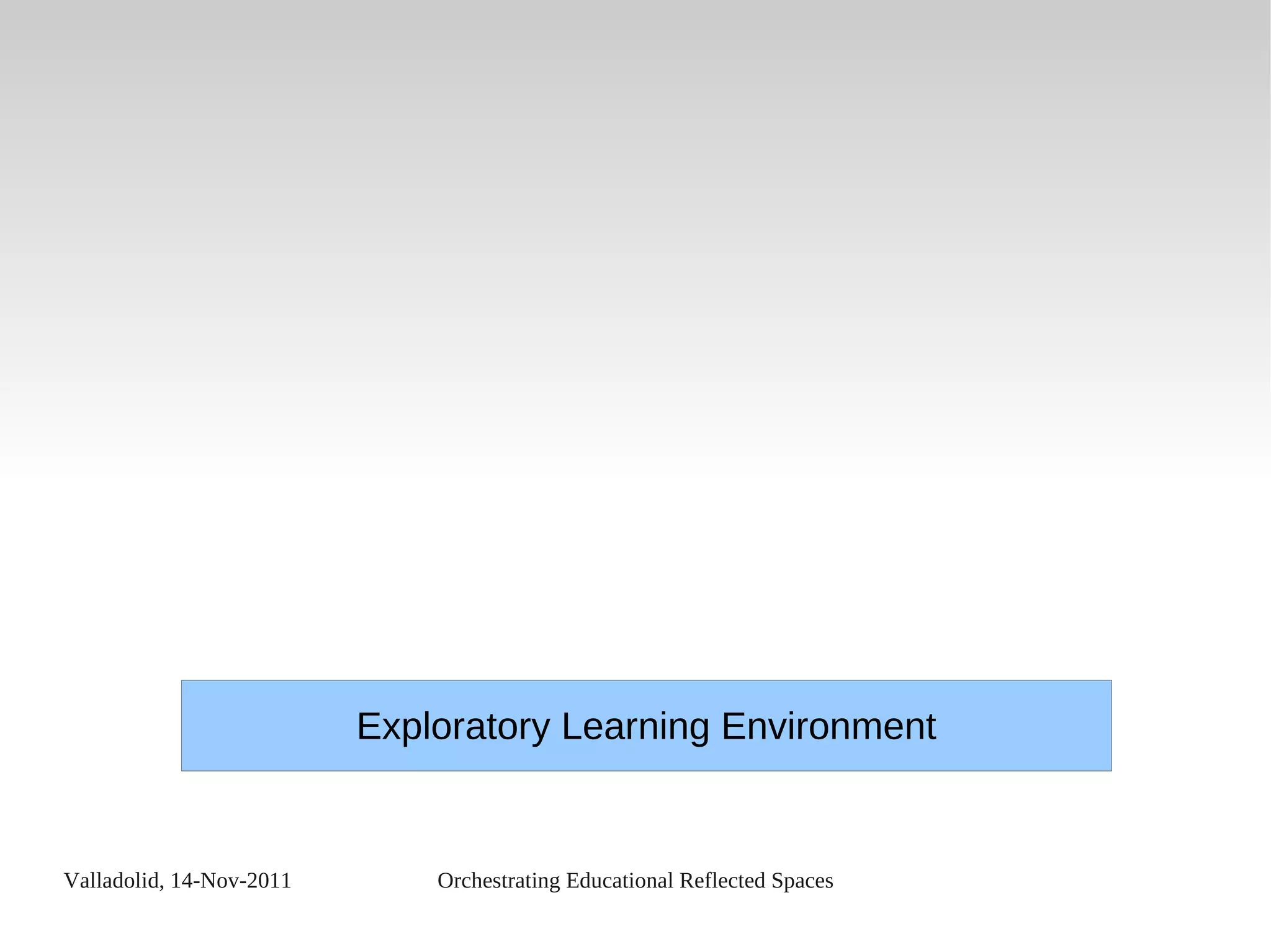 Valladolid, 14-Nov-2011 Orchestrating Educational Reflected Spaces
Exploratory Learning Environment
 