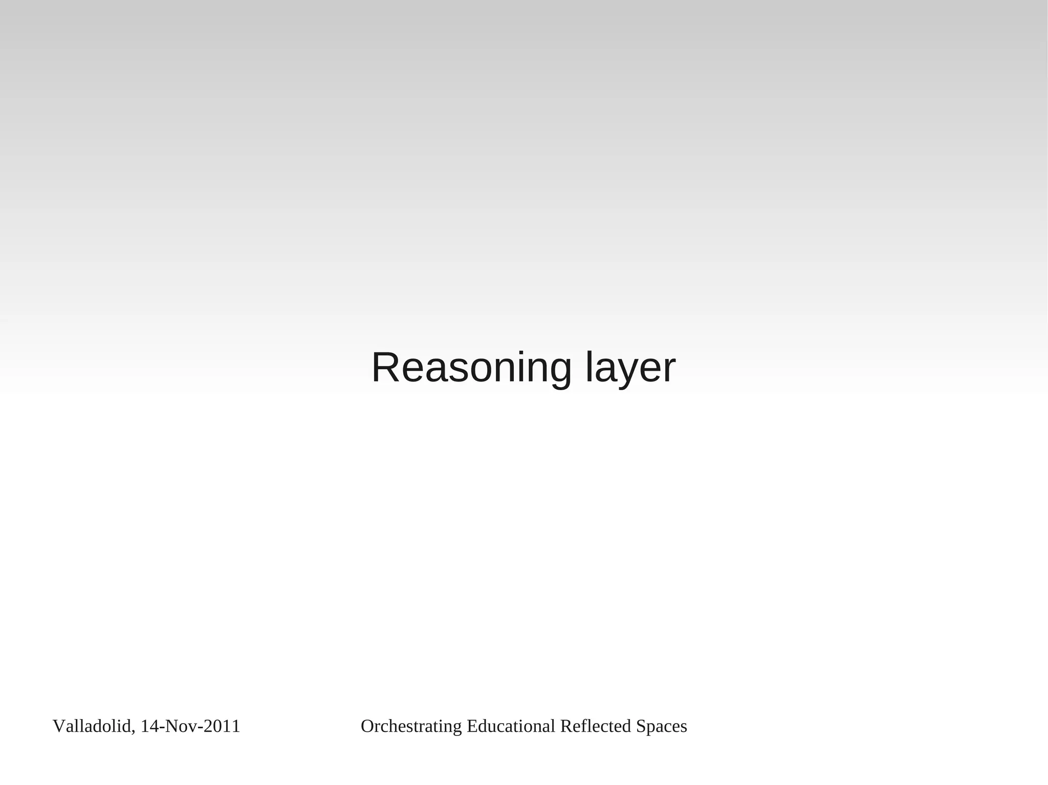 Valladolid, 14-Nov-2011 Orchestrating Educational Reflected Spaces
Reasoning layer
 