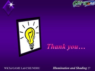 WKTai/GAME Lab/CSIE/NDHU Illumination and Shading 27
 