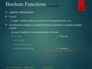 EEE241DLDlect02 Digital logic and design Boolean function | PPTX