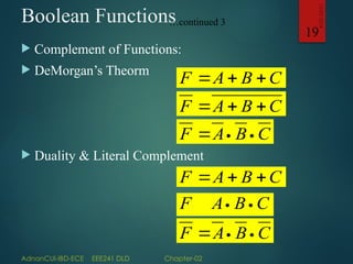 EEE241DLDlect02 Digital logic and design Boolean function | PPTX