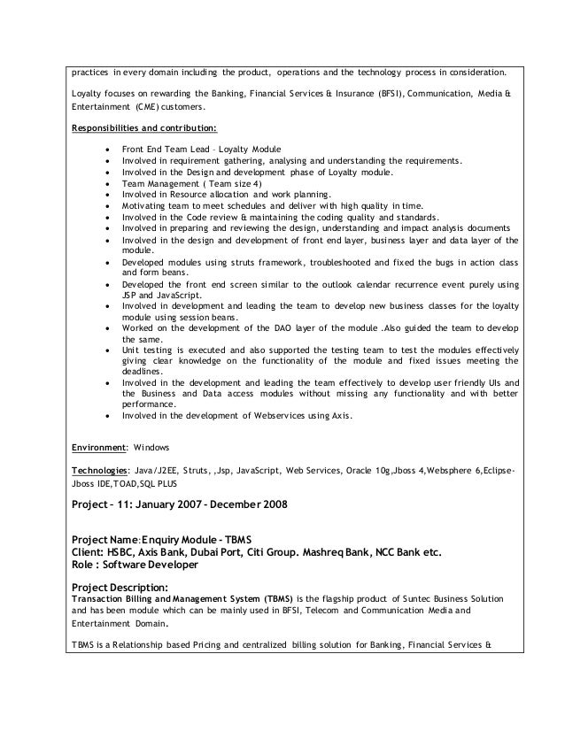 j2ee jsp resume