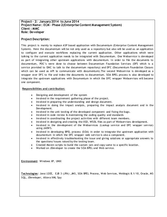enterprise content management resume